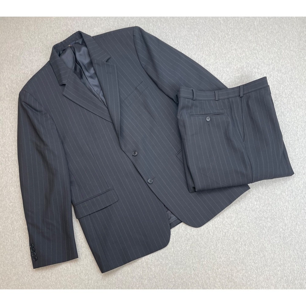 Brooks Brothers Suit Mens 44R Navy Blue Pinstripe Wool Blend Pants 38x30 - 2 Pcs